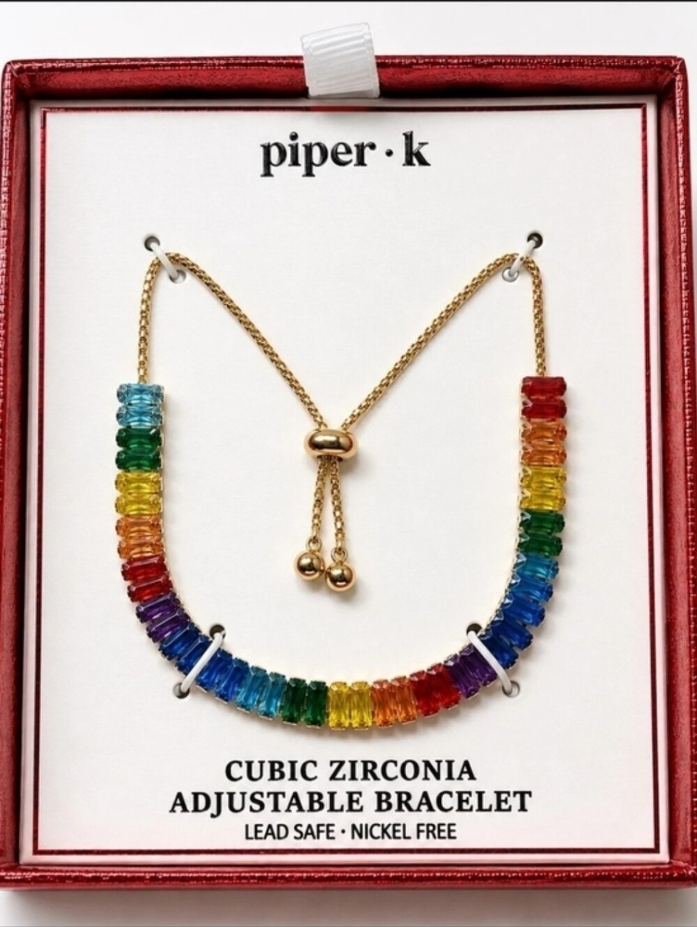 🌈▪️Piper K▪️ Rainbow  Multicolor Cubic Zirconia Adjustbale Bracelet